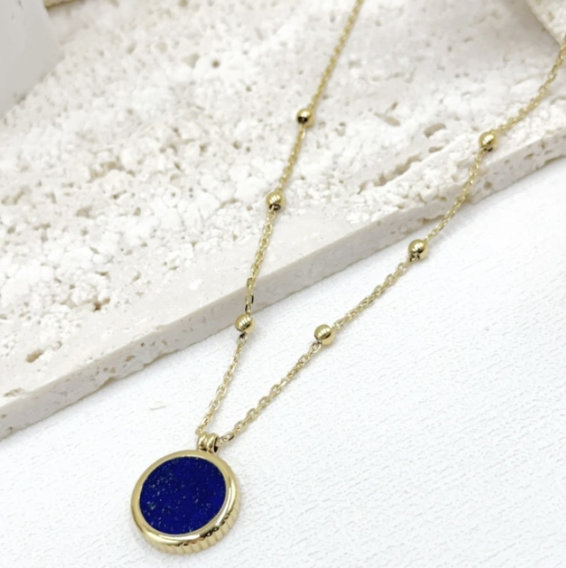 Collier perle bleu
