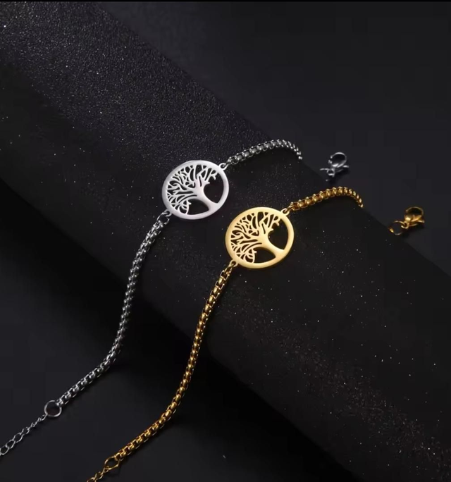 Bracelet arbre de vie - or ou acier - en acier inoxydable - à l'unité 