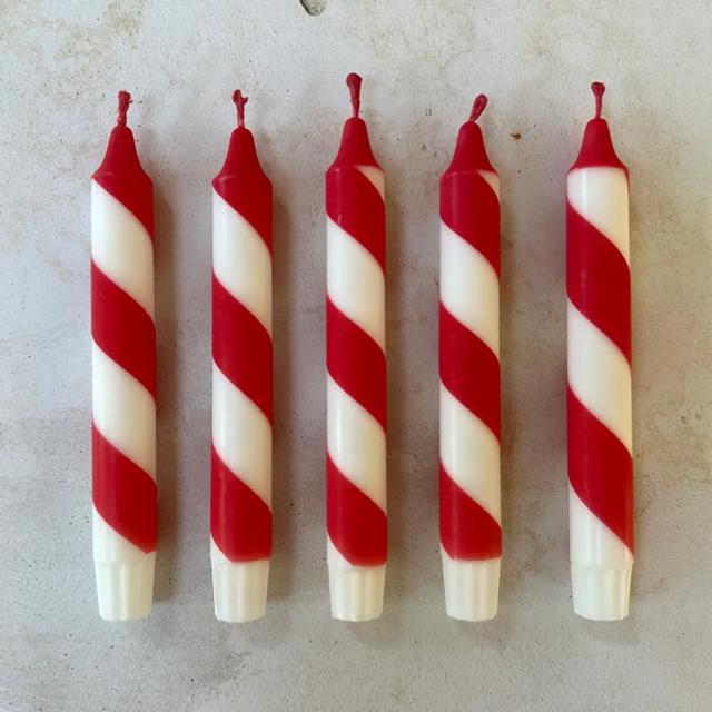 Red &amp; White Candy Cane Candle