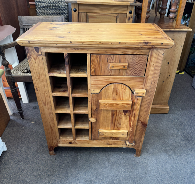 Solid French Kitchen Cupboard With Wine Storage