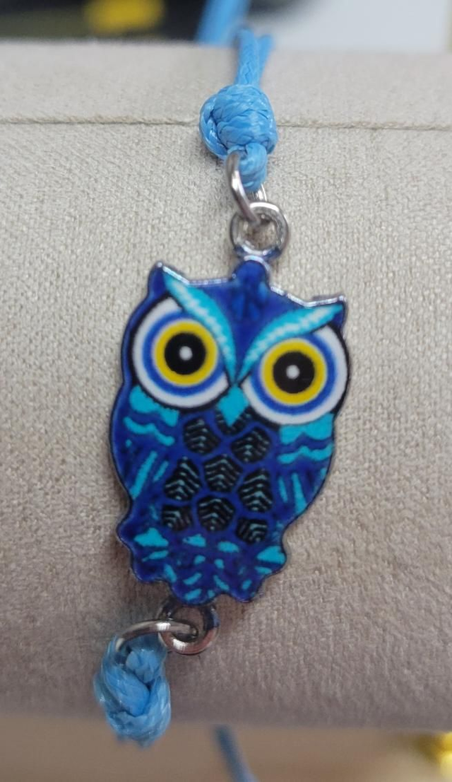 Bracelet simple hibou bleu