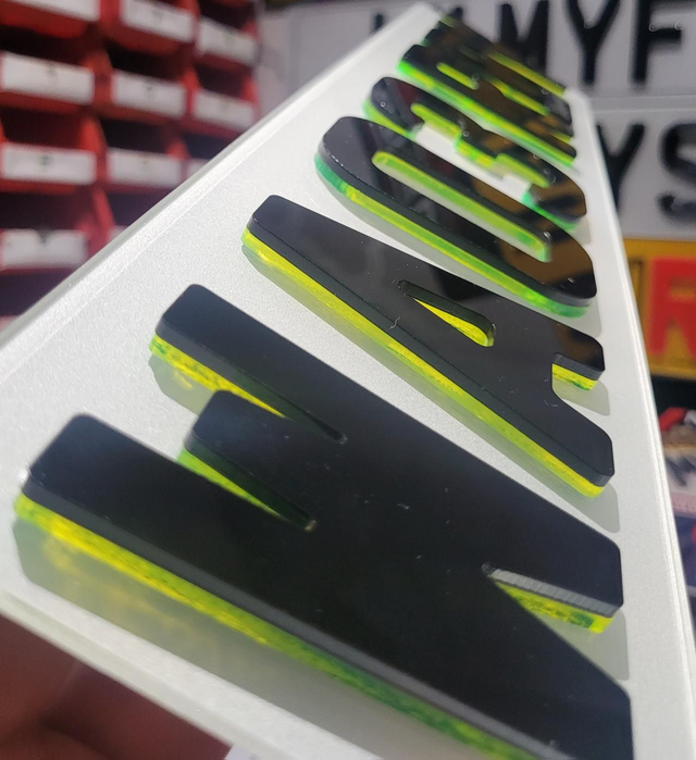 6mm Neon Green &amp; Black 4D Laser Cut 
