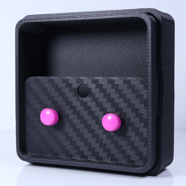 Hypoallergenic 6mm Medium Solid Pink Round Cut Polymer Clay Plastic Back Stud Earrings With Designer Carbon Fiber Jewellery Box