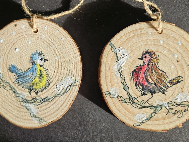 Hand painted log slice