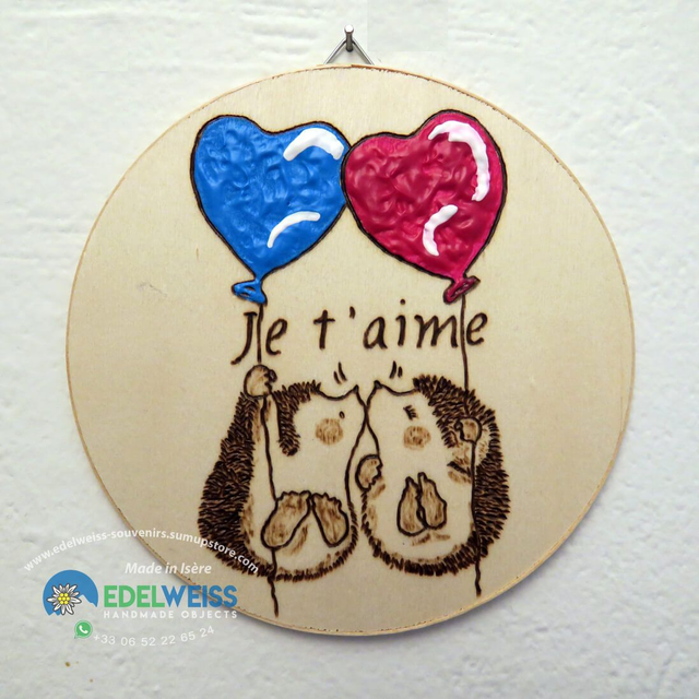 Hérissons avec ballons coeurs - je t'aime