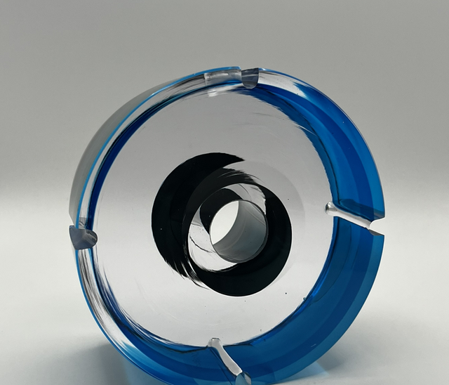 Studio Glass Slice by Graeme Hawes – ‘Cut slice’ in Blue & Clear