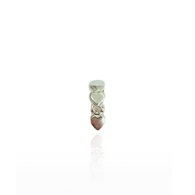 Base Elo Cravejada 1 Pedra Cristal Prata 