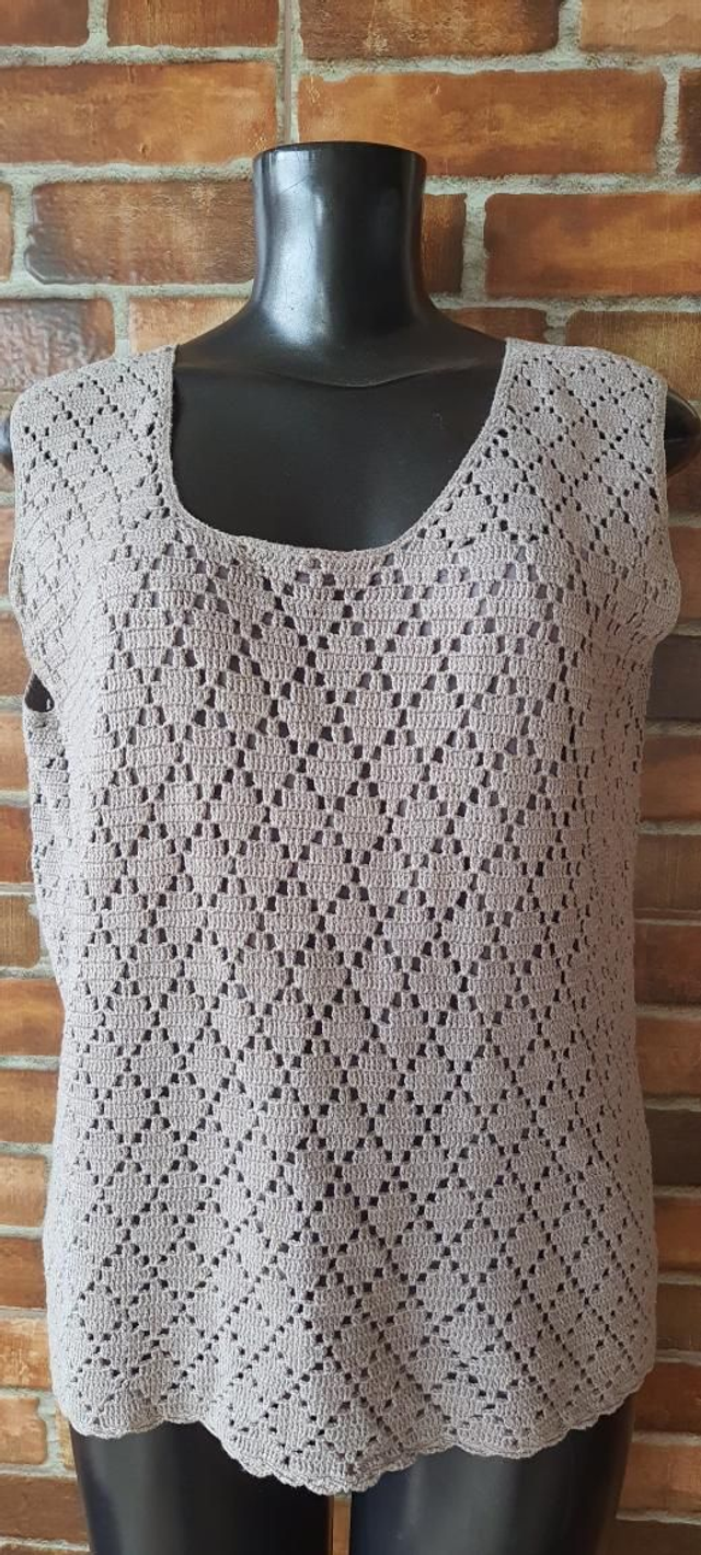 Blusa De Croche Marrom Claro T/G