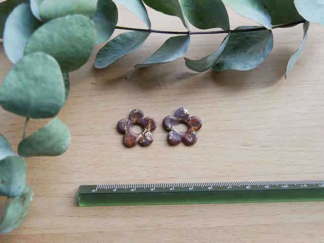 Bloom 5 pétales marron nuancé doré