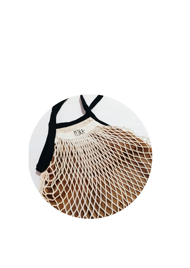 MESH BAG  light, off-white, or beige net-like structure