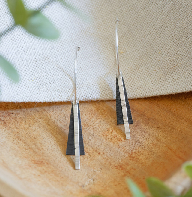 Boucles d'oreilles Tria - Argent, noir
