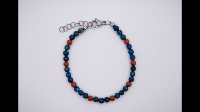 Bracelet en lapis lazuli et jaspe rouge