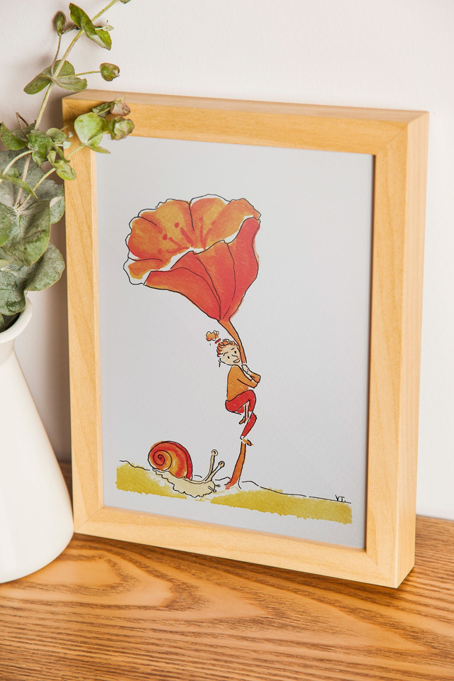 Dessin "Oh l'escargot, le monde miniature" Tirage A5 