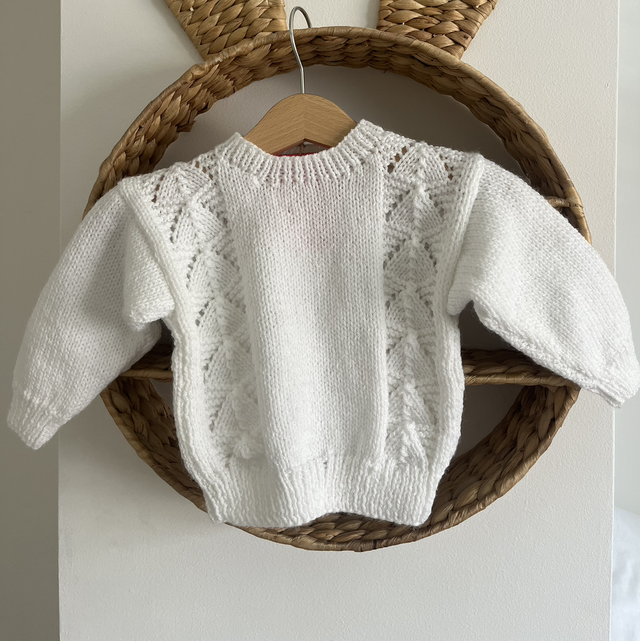 White hand knitted jumper
