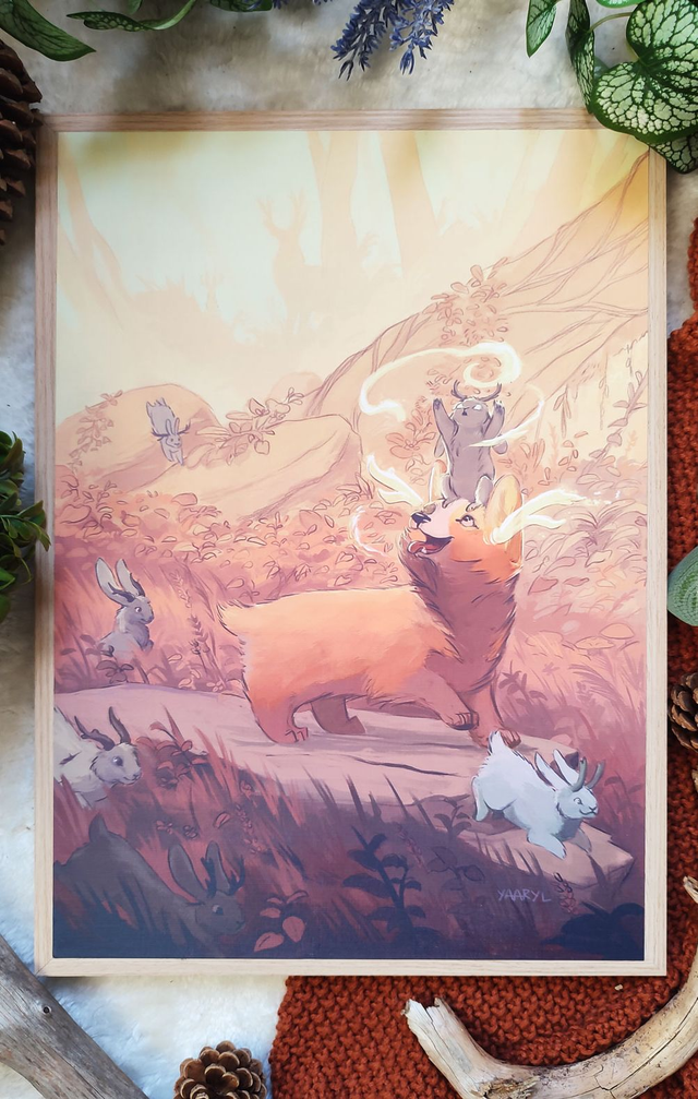 Tirage Premium A3 Corgi et Jackalopes