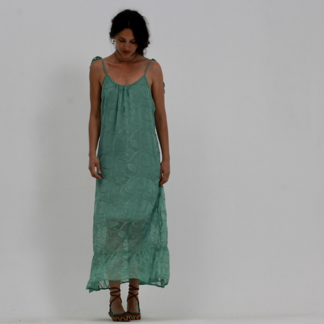 Vestido Georgette verde Turquesa