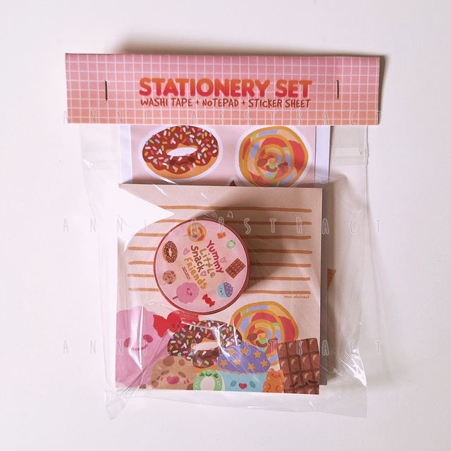 Original Art | "Yummy Little Snack Friends" Stationery Set
