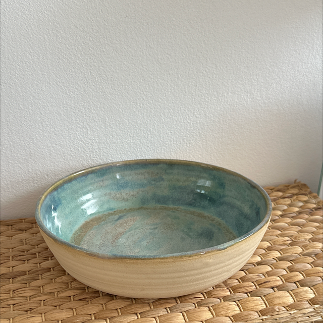 Saladier plat vert-bleu moyen