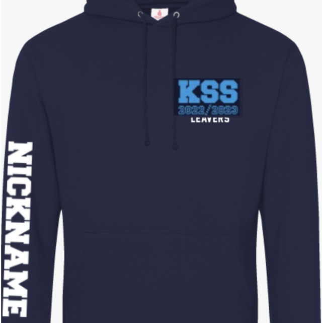 KS leavers Hoodie all white font 