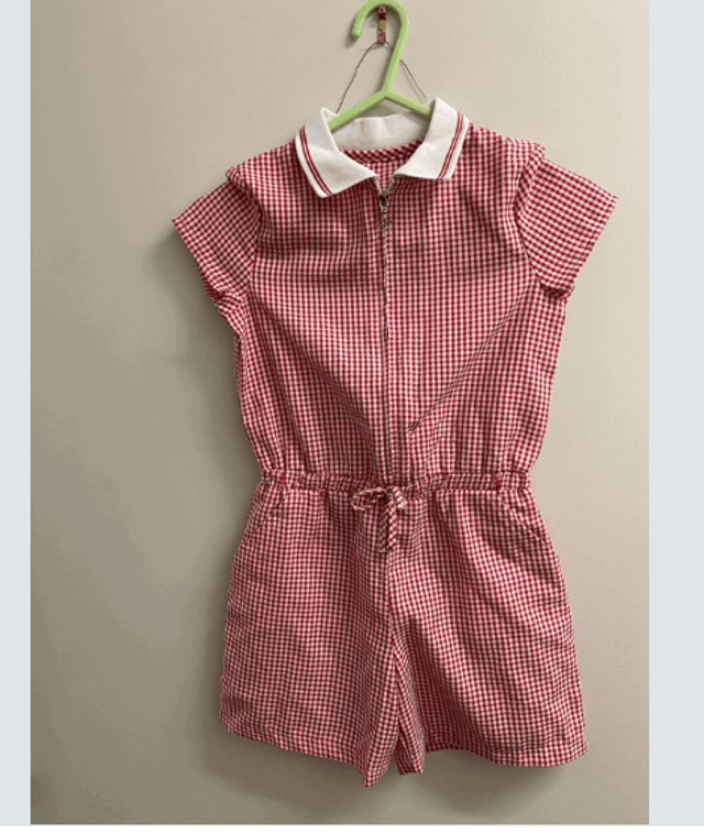 Preloved red and white playsuit