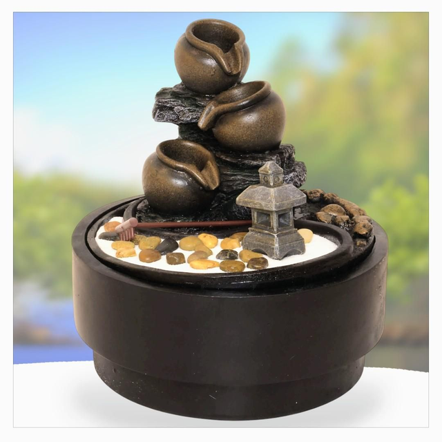 "Jardin zen" - Fontaine en résine 28 cm 