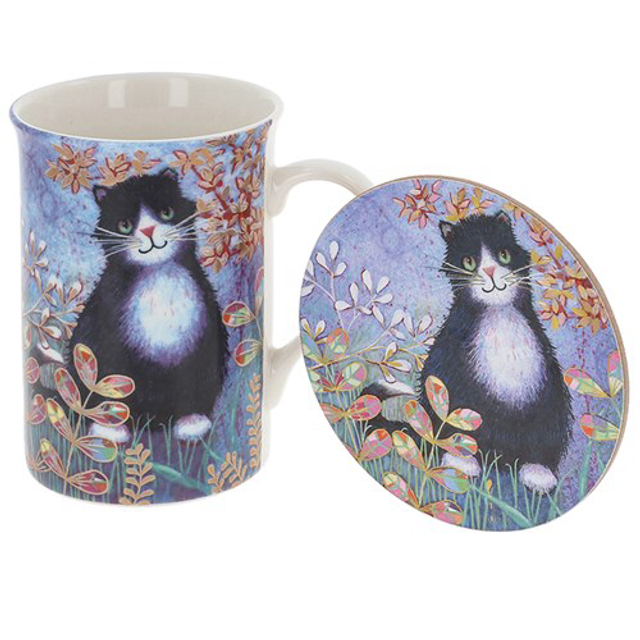 Homeware Penny Gaj Mug and Coaster Set Cat Matching Gift Bag Available 