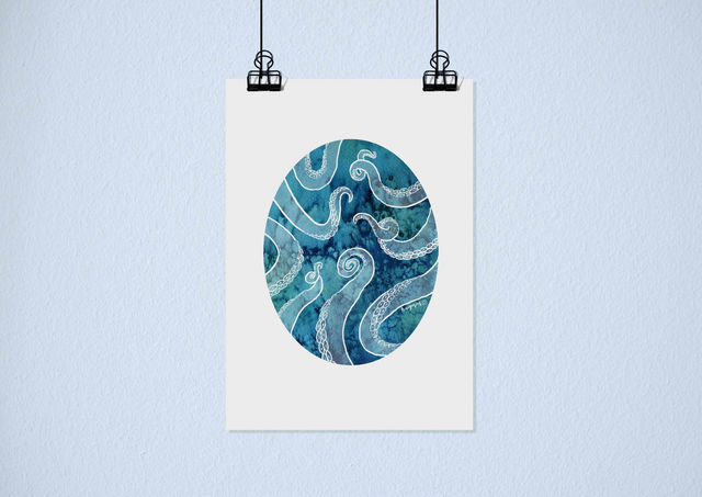 "Geometric Octopus" - Artprint A4 (frame not included)