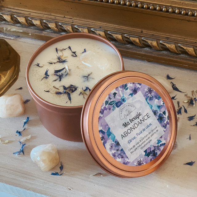 Bougie Abondance - Citrine et Fleur de Coton