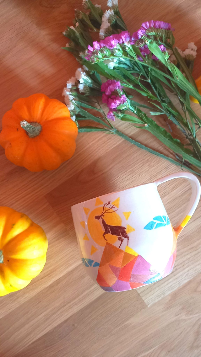 TASSE CERAMIQUE Cerf Sunset tournée et peinte à la main 