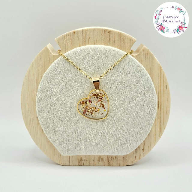 Collier cœur "Rose orangeade" doré