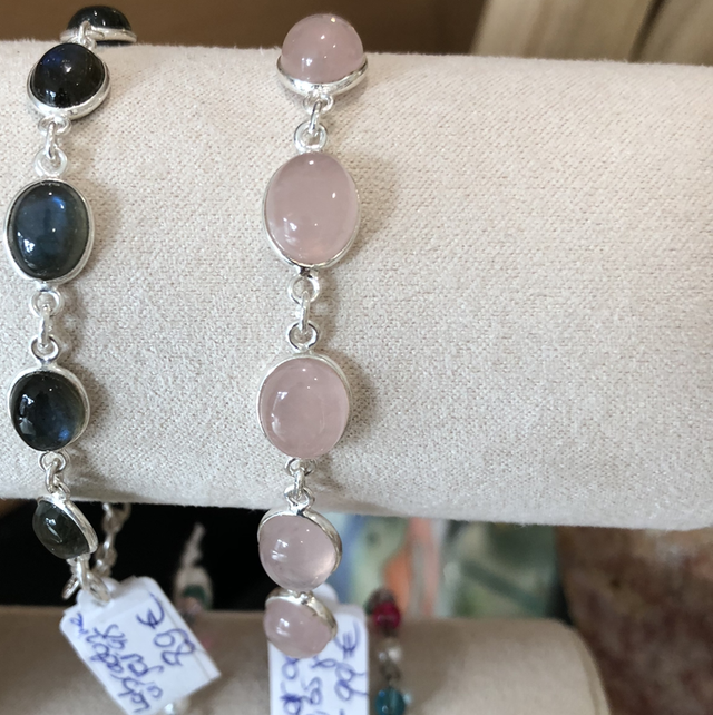 Bracelet argent 925 quartz rose