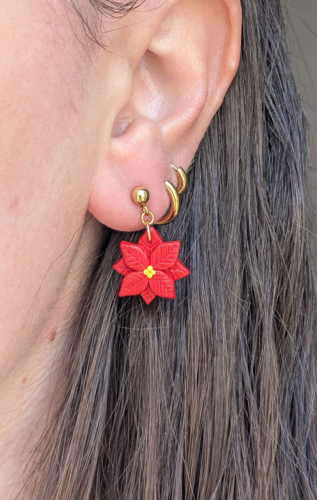 Boucles d&#039;oreilles fleur de poinsettia