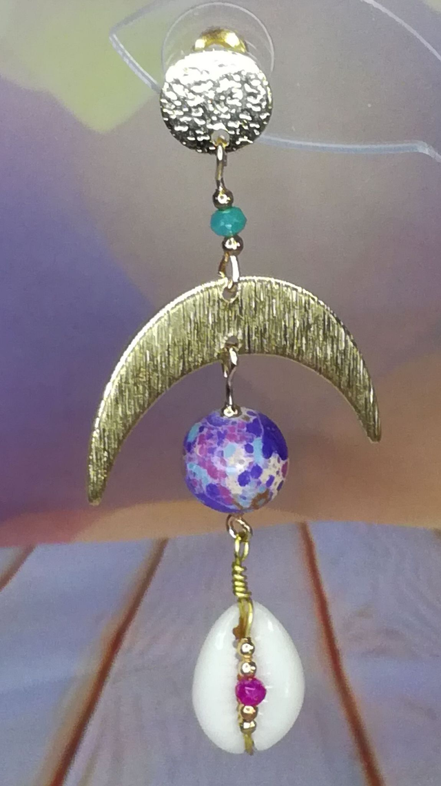 Boucles d'oreille jaspe impérial et cauris