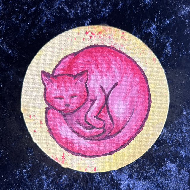 Original Pink Tabby Painting Mini Canvas