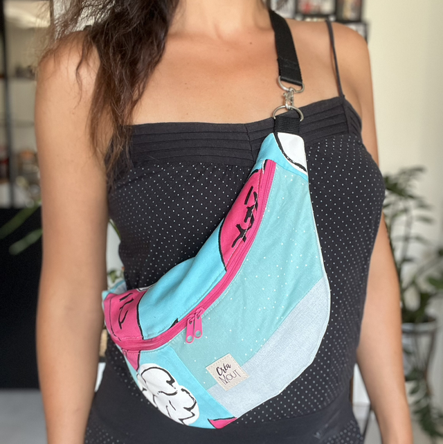 Sac Banane turquoise rose
