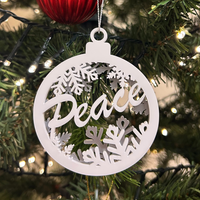 2 x Circular Peace Baubles (Silver)