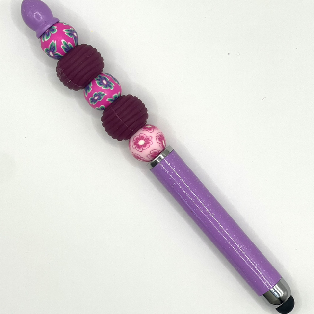 S56 - Stylo à perles ton violet