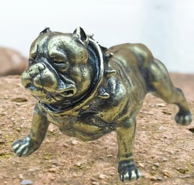 Massief koperen beeldje Bulldog (7cm)