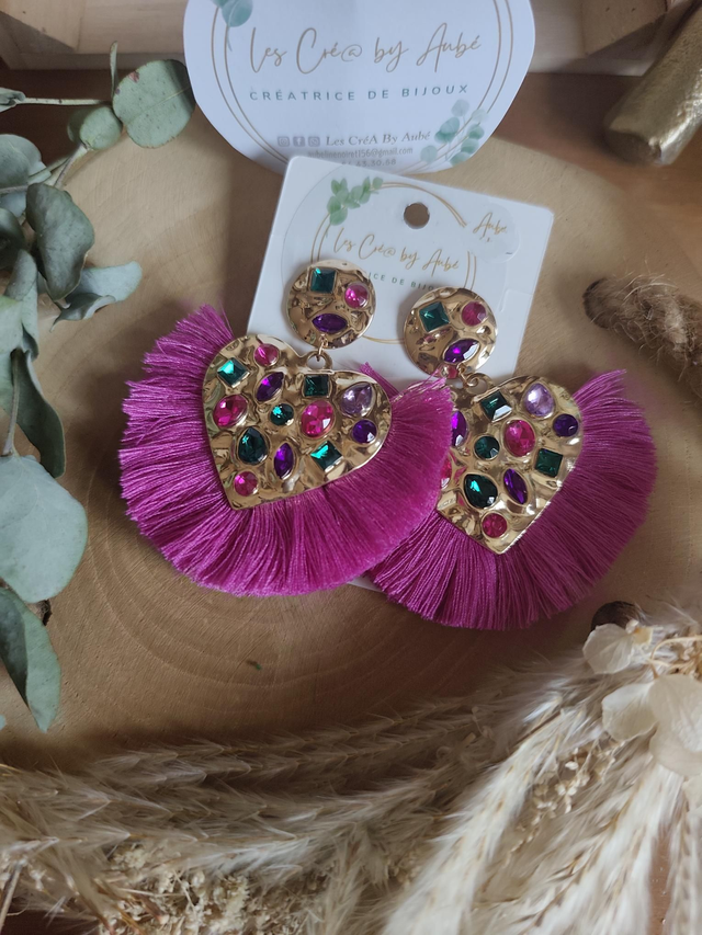 BO BIG BOHEME COEUR STRASS/ POMPONS VIOLINE 0001042