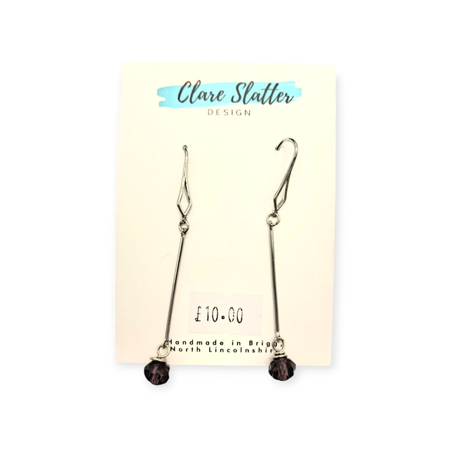 Purple crystal dangle earrings