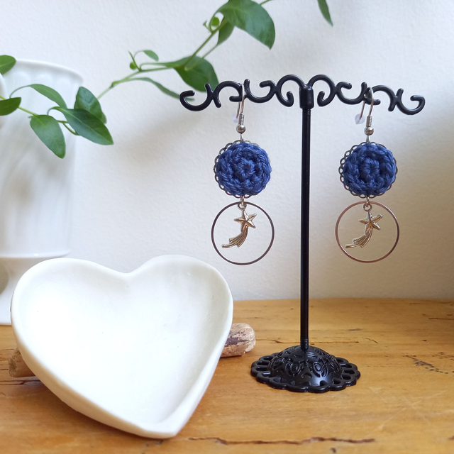 Boucles d'oreille Ce que j'aime vraiment - Bleu marine