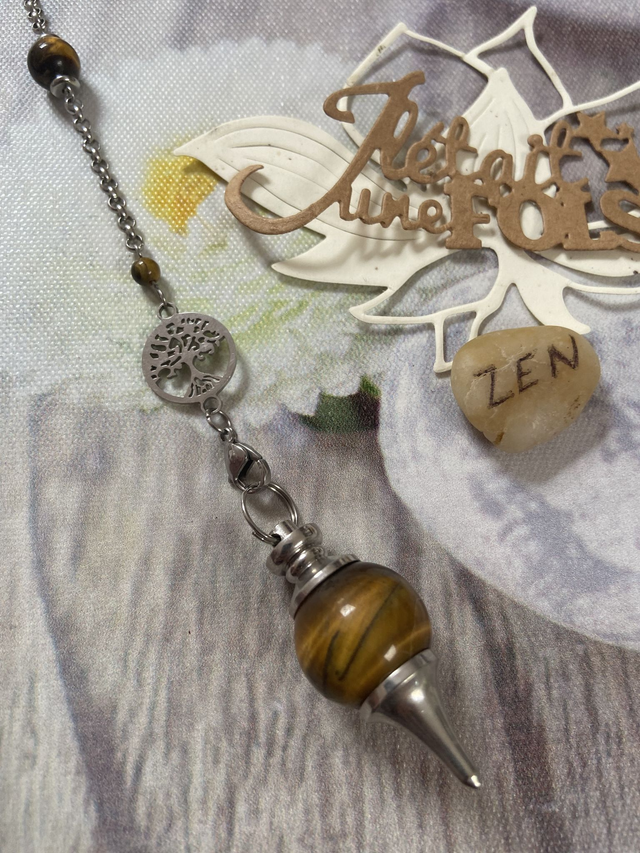 Pendule sephoroton &quot;arbre de vie&quot; en Oeil de tigre