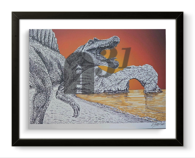 352 Jurrasic Coast. Durdle door. Dinosaurs Framed.