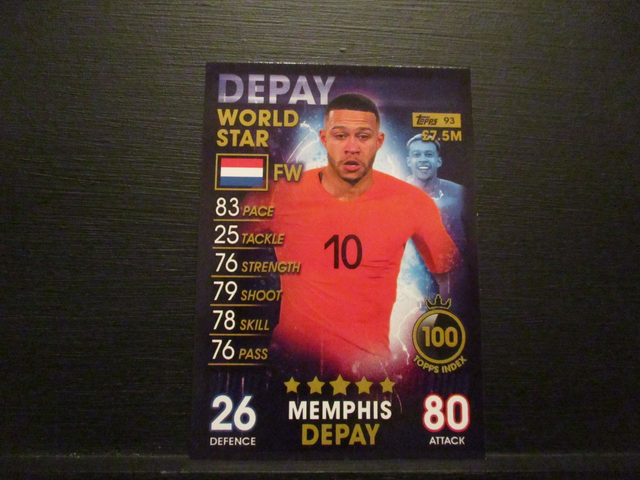 Memphis Depay - World Star Match Attax 101 Original Trading Card