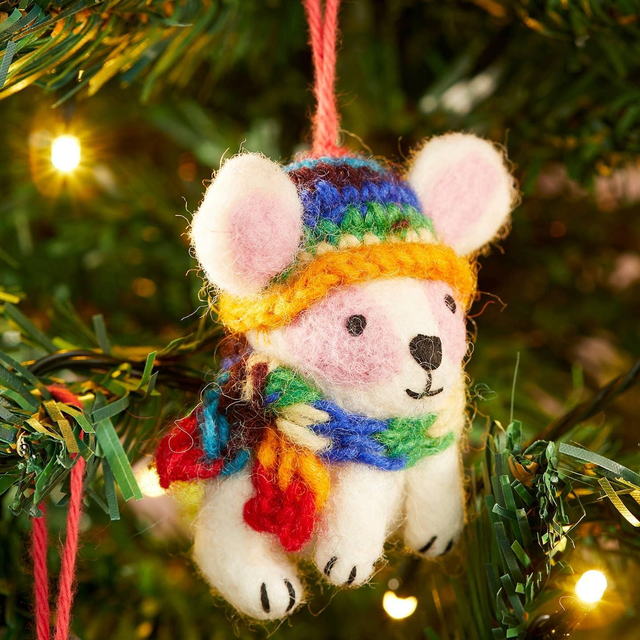 Felt Hanging Rabbit with Scarf and Hat