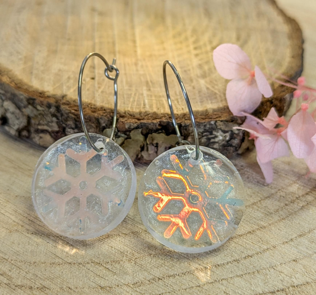 Pendientes de aro de copo de nieve
