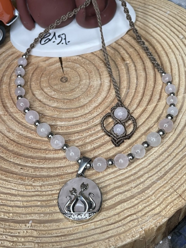 Collier Chats en laiton argenté