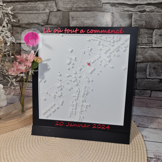 Carte lieu en 3D avec Cœur : Immortalisez un Lieu Précieux ❤️