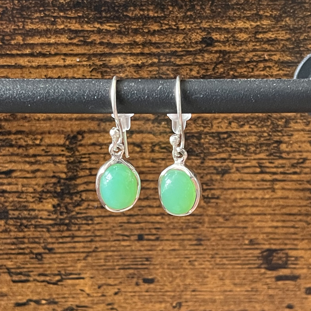 Boucles d’oreilles en argent et Chrysoprase