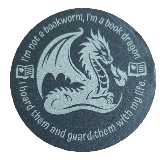 I&#039;m Not a Bookworm I&#039;m a Book Dragon Circle Slate Coaster